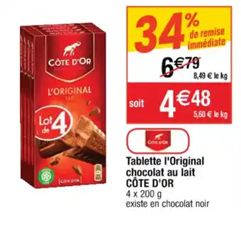 Tablette l'original chocolat au lait côte d'or