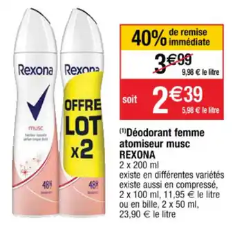 Cora x Carrefour Déodorant femme atomiseur musc rexona offre