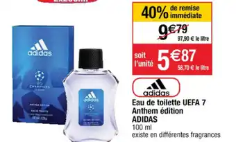 Cora x Carrefour Eau de toilette UEFA 7 anthern édition ADIDAS offre