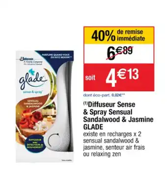 Cora x Carrefour Diffuseur sense & spray sensual sandalwood & jasmine GLADE offre