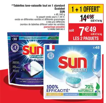 Cora x Carrefour Tablettes lave-vaisselle tout en 1 standard écolabel SUN offre