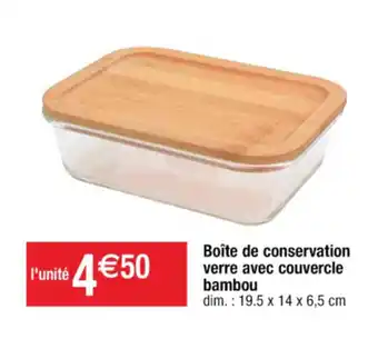Cora x Carrefour Boîte de conservation verre avec couvercle bambou offre