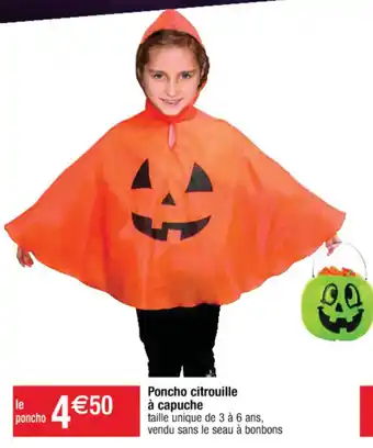 Poncho citrouille Ă capuche