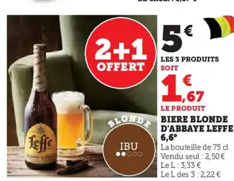 Hyper U Biere blonde d'Abbaye leffe offre