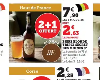 Hyper U Biere blonde triple secret des moines offre
