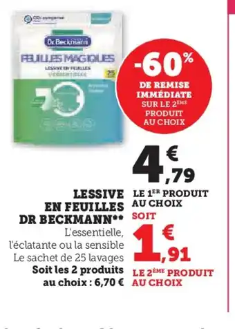 Hyper U LESSIVE LE 1ER PRODUIT EN FEUILLES AU CHOIX DR BECKMANN offre