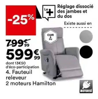 BUT Fauteuil releveur 2 moteurs Hamilton offre