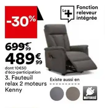 BUT 3. Fauteuil relax 2 moteurs Kenny offre