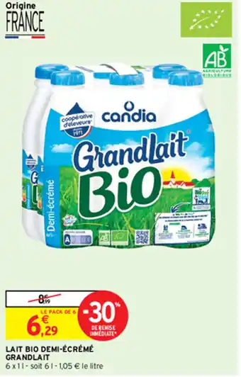 Intermarché Express LAIT BIO DEMI-ÉCRÉMÉ GRANDLAIT offre