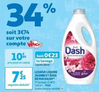 Auchan Supermarché Dash - lessive liquide jasmin et rosea de mai offre