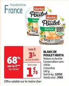 Auchan Supermarché Herta - blanc de poulet offre
