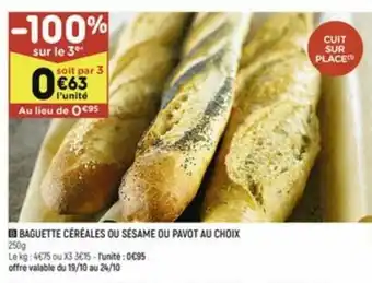 Leader Price Baguette Céréales Ou Sésame Ou Pavot Au Choix offre