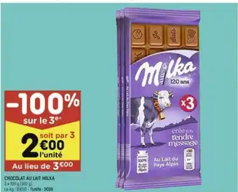Leader Price Chocolat Au Lait Milka offre