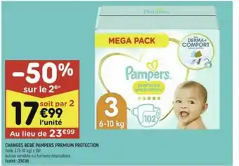 Leader Price Changes Bébé Pampers Premium Protection offre