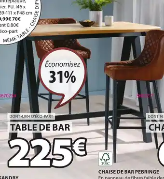JYSK TABLE DE BAR SANDBY offre