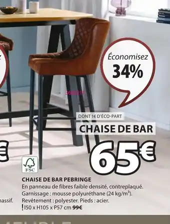 JYSK CHAISE DE BAR PEBRINGE offre