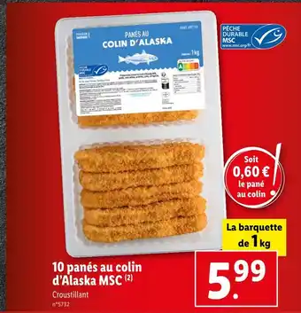 Lidl 10 panés au colin d’Alaska MSC offre