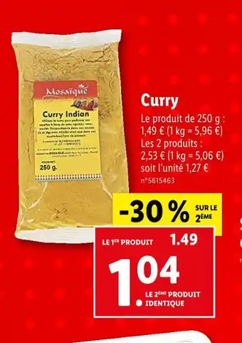 Lidl Mosaïque Curry offre