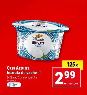 Lidl Casa Azzurra burrata de vache offre