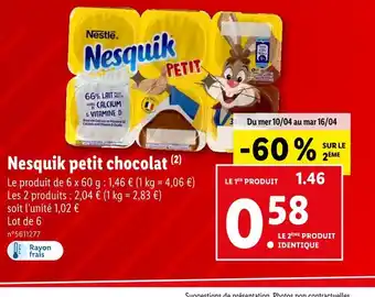 Lidl Nesquik petit chocolat offre