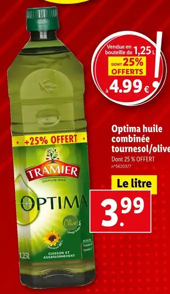 Lidl TRAMIER Optima huile combinée tournesol/olive offre