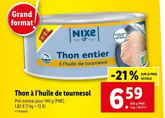 Lidl NIXE Thon à l’huile de tournesol offre