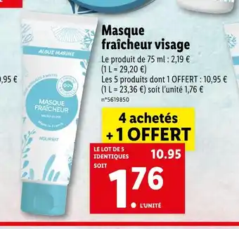 Lidl ALGUE MARINE Masque fraîcheur visage offre