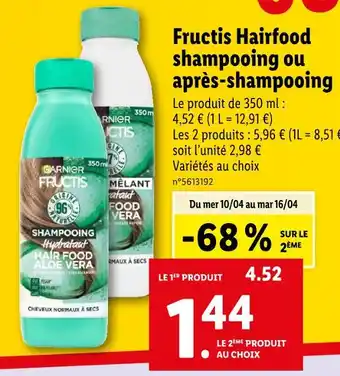 Lidl Fructis Hairfood shampooing ou après‐shampooing offre