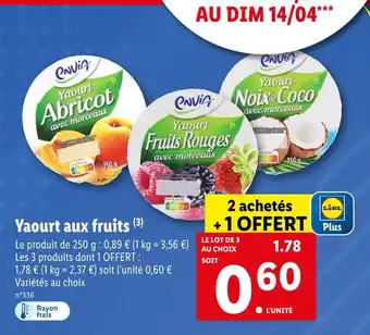 Lidl ENVIA Yaourt aux fruits offre