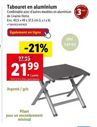 Lidl Tabouret en aluminium offre