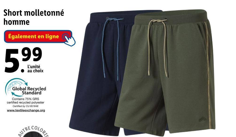 Promo CRIVIT Short molletonne homme chez Lidl