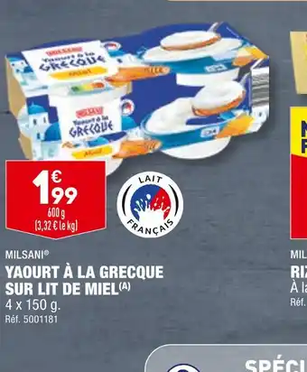 ALDI MILSANI YAOURT À LA GRECQUE SUR LIT DE MIEL offre