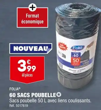 ALDI FOLIA 60 SACS POUBELLE offre