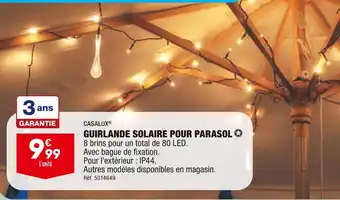 ALDI CASALUX GUIRLANDE SOLAIRE POUR PARASOL offre
