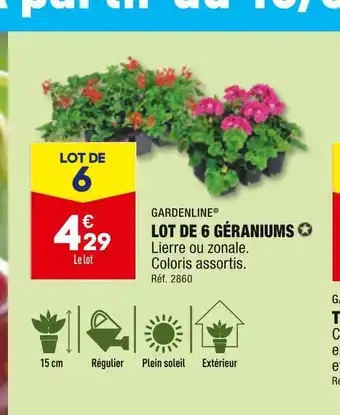 ALDI GARDENLINE LOT DE 6 GÉRANIUMS offre