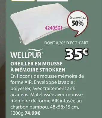 JYSK OREILLER EN MOUSSE À MÉMOIRE STROKKEN offre