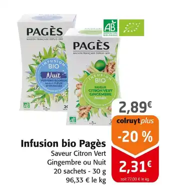 Colruyt Pagès Infusion bio offre