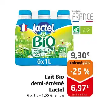 Colruyt Lactel Lait Bio demi-écrémé offre