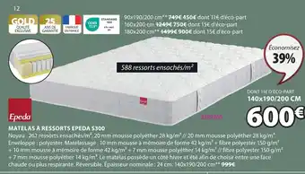 JYSK MATELAS À RESSORTS EPEDA S300 offre