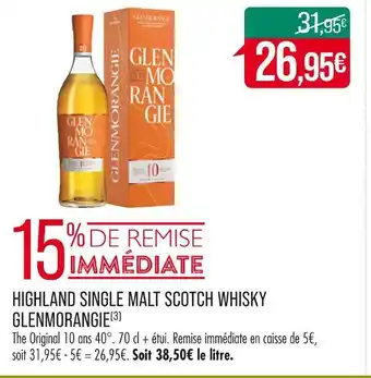 Match GLENMORANGIE HIGHLAND SINGLE MALT SCOTCH WHISKY offre