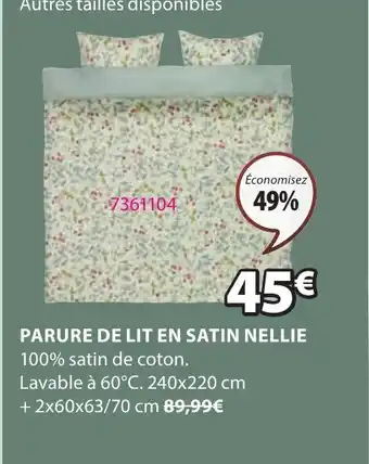 JYSK PARURE DE LIT EN SATIN NELLIE offre