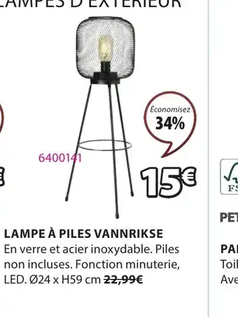 JYSK LAMPE À PILES VANNRIKSE offre