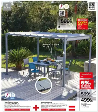 Carrefour Table Canberra allonge automatique 180/240 cm + Fauteuil Canberra offre