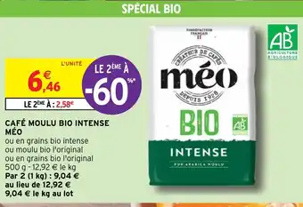 Intermarché Hyper CAFÉ MOULU BIO INTENSE MÉO offre