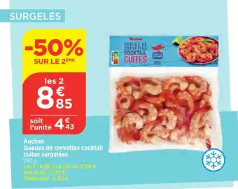 Auchan Queues de crevettes cocktail cuites surgelées