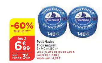 Bi1 Petit Navire Thon naturel offre