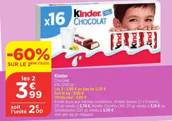 Bi1 Kinder Chocolat offre