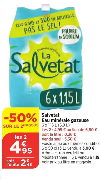 Bi1 Salvetat Eau minérale gazeuse offre
