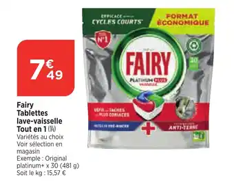 Bi1 Fairy Tablettes lave-vaisselle Tout en 1 offre