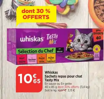 Bi1 Whiskas Sachets repas pour chat Tasty Mix offre